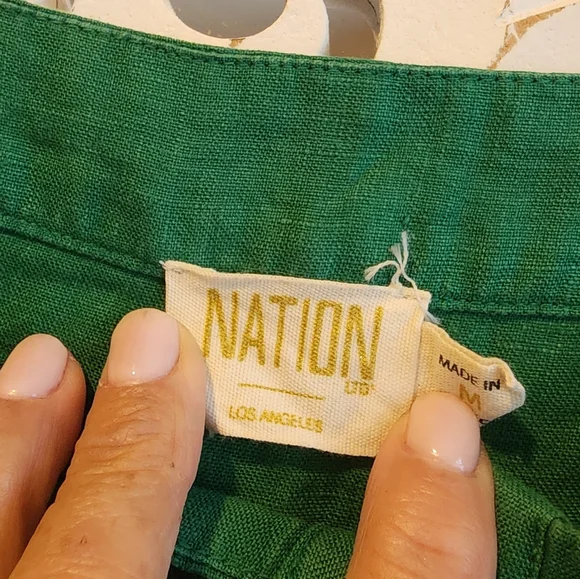 NATION LTD MIDI DRESS STRAPPY ORGANIC LINEN FRONT BUTTON SZ MEDIUM EUC - Picture 12 of 16